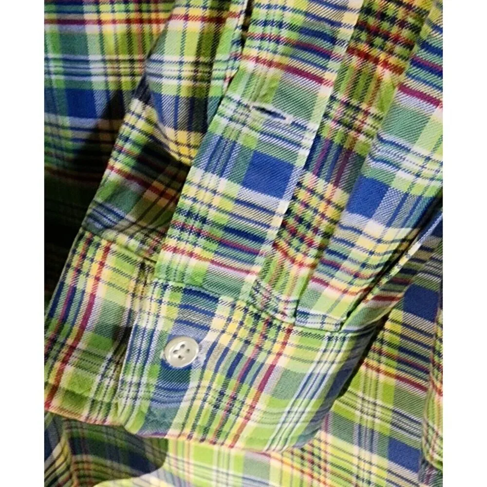 Polo Ralph Lauren Button Down Flesh Pony Men’s Shirt Size XL Cotton Green Plaid